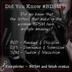 Did you know that the letters that make up the acronym BDSM have multiple meanings?